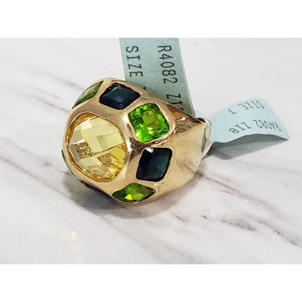 SZ 7 Cocktail Statement Ring Geometric Art Deco Mens Womens Chunky CHAMPIONSHIP